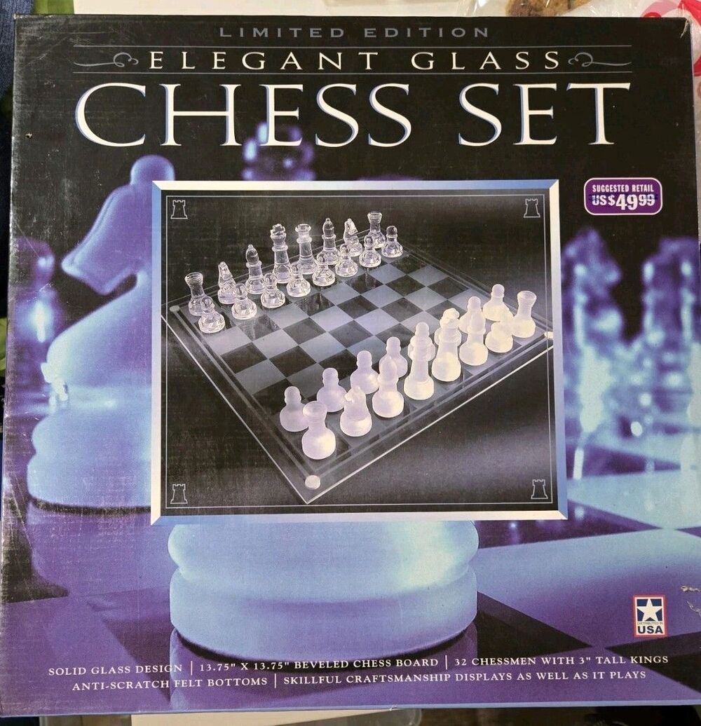 Limited Edition Elegant Glass Chess Checker Set 10x10 Beveled ChessBoard Openbox